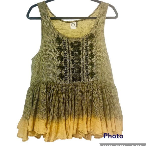 Anthropologie Akemi + Kin Hand-Beaded Swing Tank Peplum Ruffle Size M - Picture 4 of 11